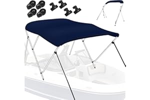 K-Musculo Bimini Tops for Boats, 900D Polyester Bimini Topy, 2 Rear Support Poles and Storage Boot, 4 Adjustable Nylon Straps