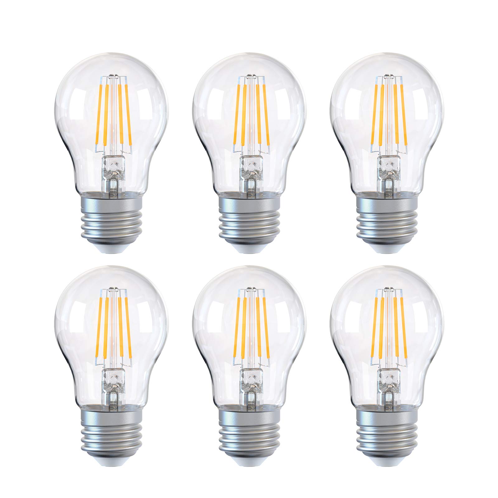 DGO E27 Bulb, Dimmable LED Light Bulb, A60 Energy Saving Light Bulbs 6W (Equivalent to 60W), Edison Filament Screw Bulb, 6 Pack