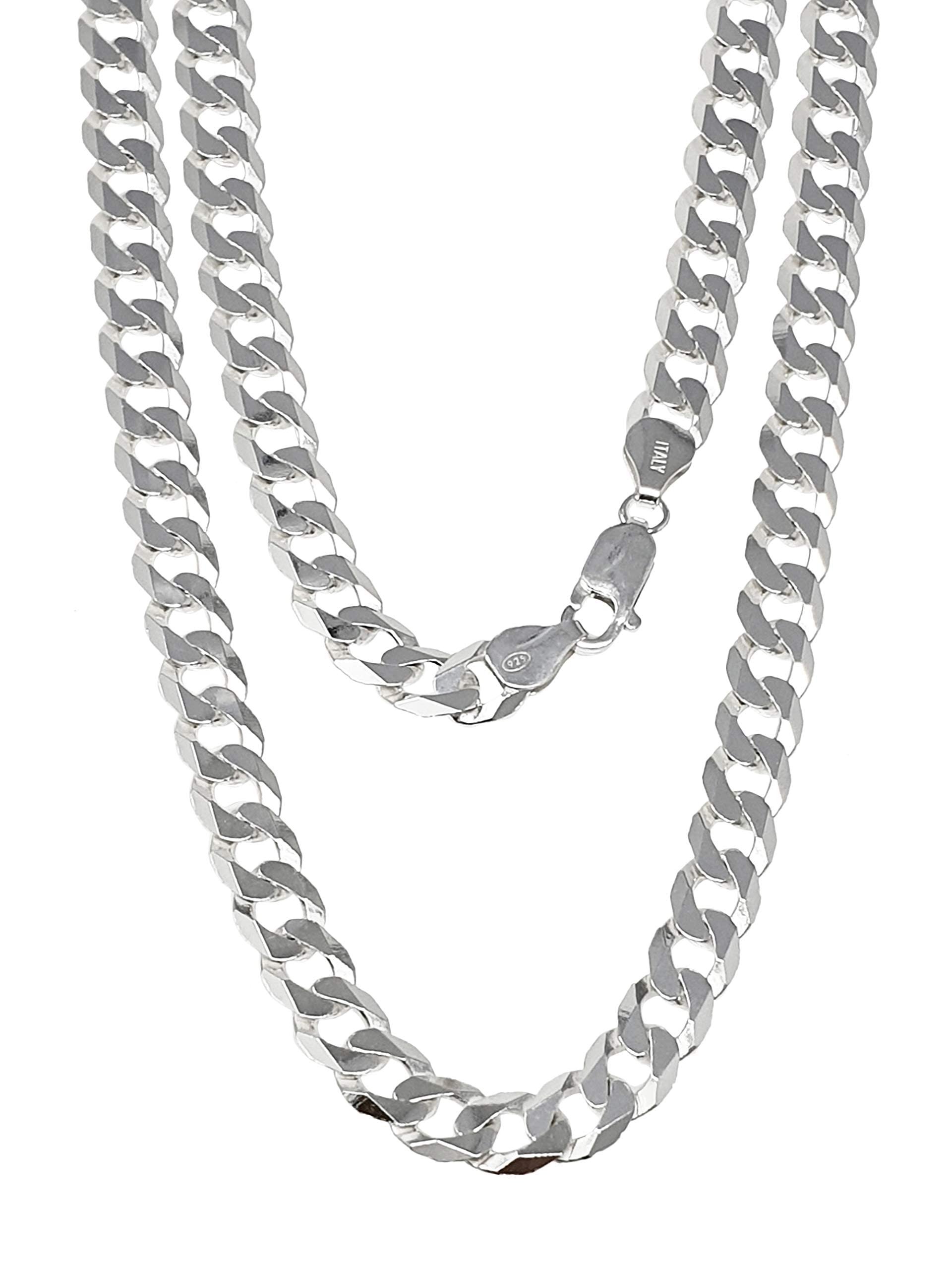 Treasure Bay Heavy 9.2mm Solid 925 Silver Curb Chain for Men, Italian Curb Cuban Chain Necklace In 50cm 52cm and 55cm (50)