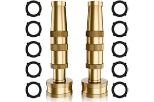 ENNSOO Garden Hose Nozzle Brass Water Nozzle, Brass Hose Nozzle with Adjustable Spray Rotates, High Pressure Hose Nozzle Spray Nozzles for Garden Hose(2 Pack)