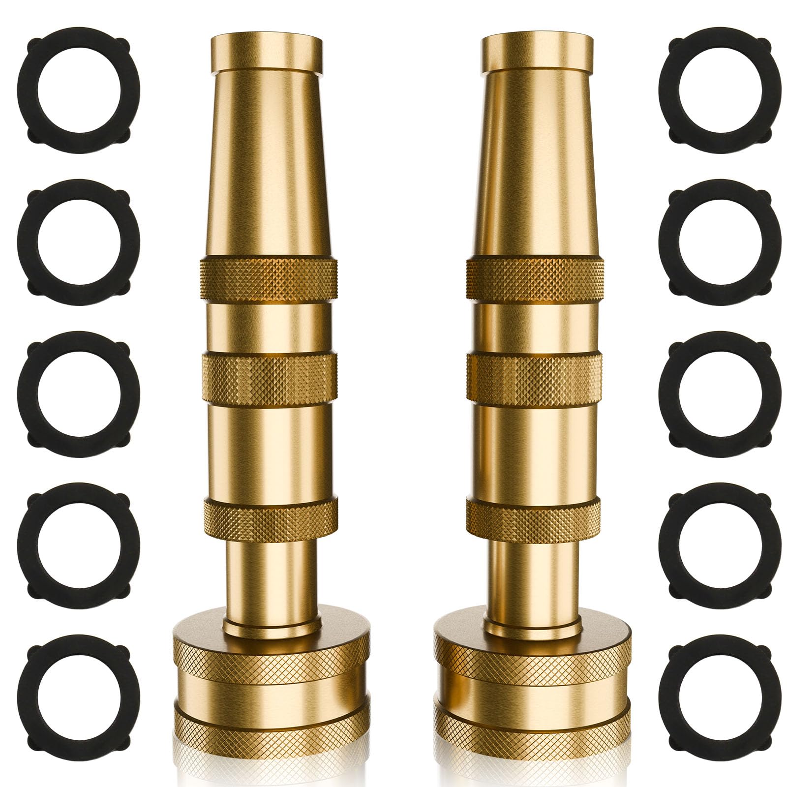 Photo 1 of ENNSOO Garden Hose Nozzle Brass Water Nozzle, Brass Hose Nozzle with Adjustable Spray Rotates, High Pressure Hose Nozzle Spray Nozzles for Garden Hose(2 Pack)