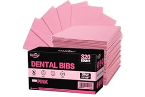 UTHIN Disposable Dental Bibs 13"x18"（320Pack） - 3 Ply Waterproof Tattoo Bib Sheet for Patients - Dentist Tray Cover and Nail Table Cover Supplies, Pink