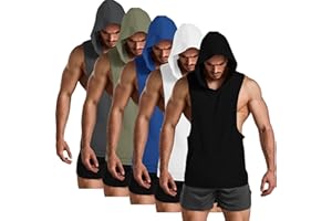 GYM REVOLUTION Men's Workout Sleeveless Shirts Muscle Hooded Tank Gym Fitness Quick Dry Sleeveless Hoodies