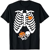 Women Skeleton Pregnancy Announcement Mom Halloween T-Shirt