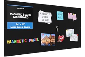 DLDIRECT Diamond Life Magnetic Board - Memo & Vision Board for Home, Office, and Classroom - Magnet Board for Kids - Pre-drilled Mounting Screws Included (Black 24"x48")