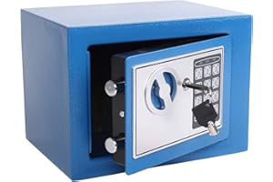 Yuanshikj Electronic Deluxe Digital Security Safe Box Key Keypad Lock Home Office Hotel Business Jewelry Gun Cash Storage (Blue, 17E)