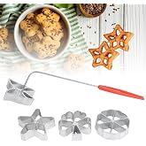 Rosette Iron Set, 4 Shapes Waffle Mold Set, Bunuelos Mold with Handle | Rosette Maker, Cake Printing Cookie Pastry Mold, Biscuit Dessert Maker, Baking Accessories Gift for Bunuelos Cookie