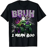 Bruh I Mean Boo Riding Monster Truck Halloween Boys Kids T-Shirt