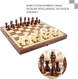 Syrace Folding Hand Crafted Wooden Chess Set Unique Board w/ Storage Gift Kids view 6