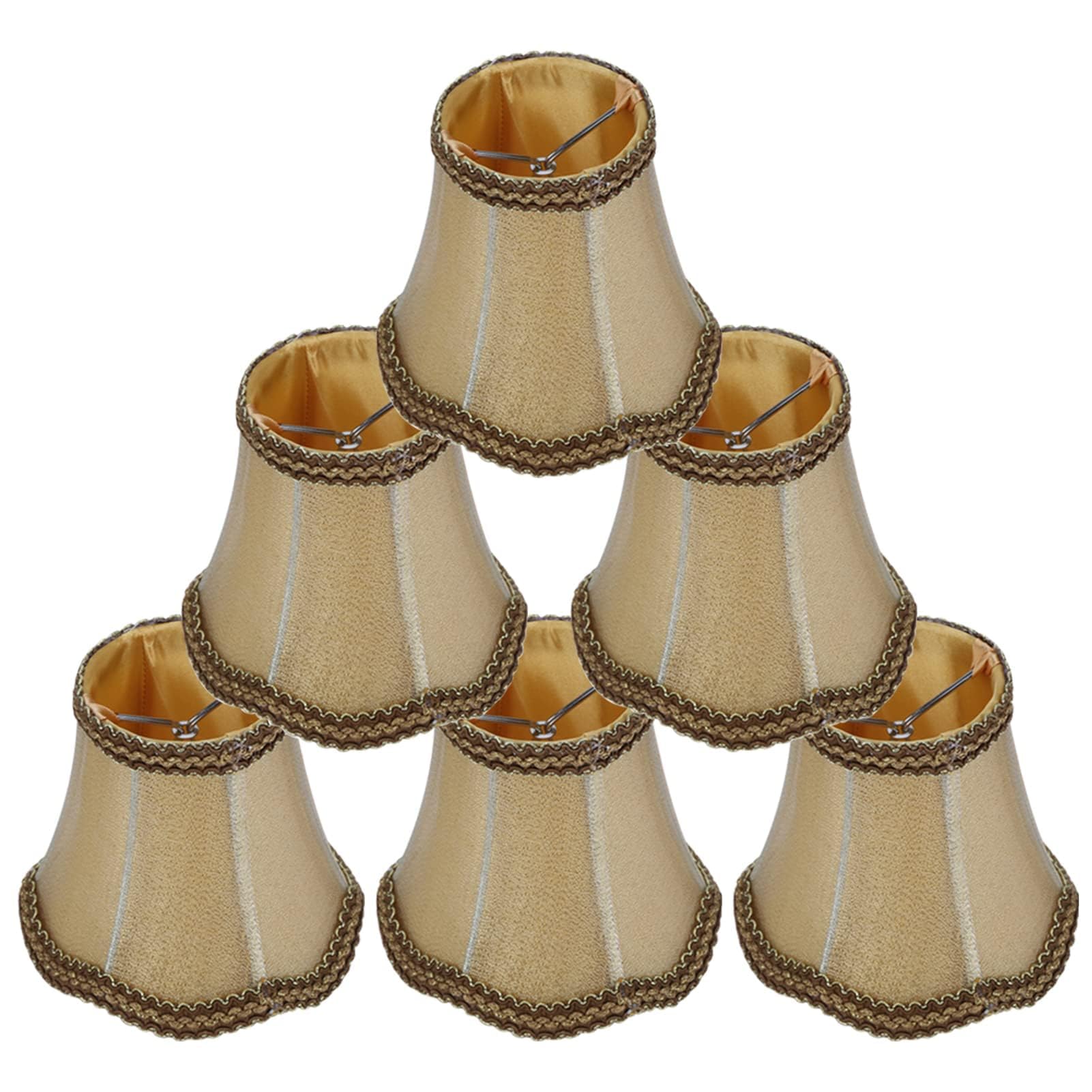 Set of 6 Fabric Lampshades E14 Clip Modern Lamp Shade for Lights 5.1×3.1×4.7in Little Upright Candle Chandelier Drop Light Lamp Shade for Chandelier Ceiling Lampcover Drop Lighshade