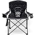 SUNNYFEEL XL Oversized Camping Chair, Folding Camp Chairs for Adults Heavy Duty Big Tall 500 LBS, Padded Portable Quad Arm Lawn Chair with Pocket for Outdoor/Picnic/Beach/Sports