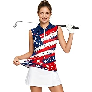 DVGMBXY Women's Sleeveless Golf Polo Shirts Zip Quick Dry Lightweight Wicking Athletic Shirts Tank Tops for Women.
