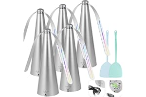 VAIPI 5 Pack Fly Fans for Tables, Outdoor Indoor Portable USB Fly Fan with 2 Fly Swatter, USB & Battery Operated Table Top Food Fan Picnic Fly Spinner for Restaurant, Patio, Kitchen, Party, BBQ