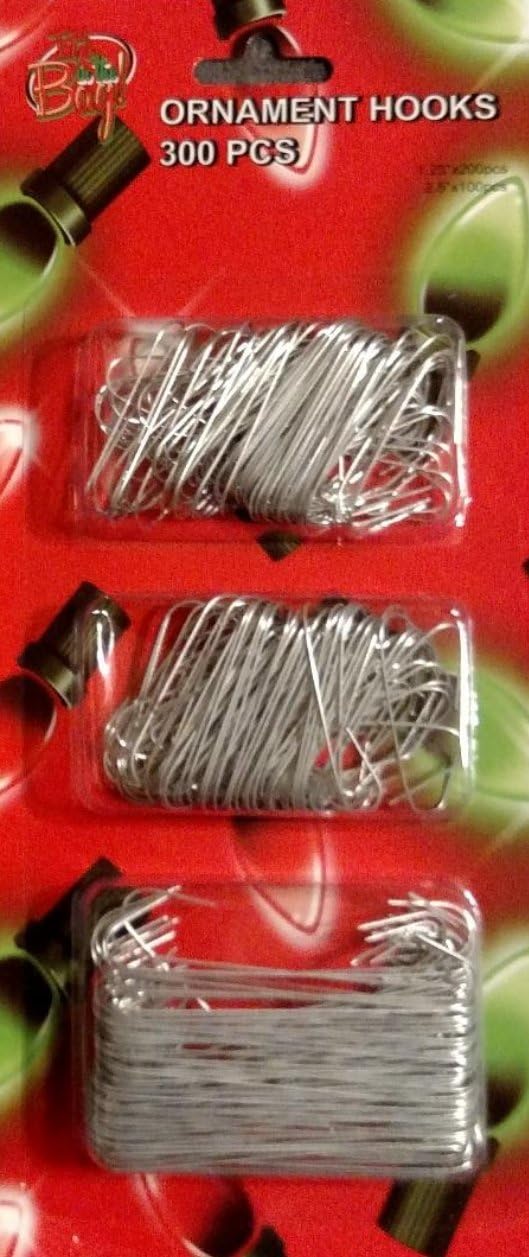 Ornament Hooks - Silver Tree Ornament Hooks, 2 Sizes, 300 Count