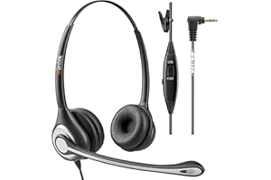Wantek 2.5mm Cordless Phone Headset with Noise Cancelling Mic, Cordless Telephone Headset Compatible with Panasonic AT&T VTec