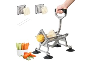 Anatole Commercial French Fry Cutter with 1/2'' 3/8'' Stainless Steel Blades Professional Potato Cutter Dicer Manual Vegetabl