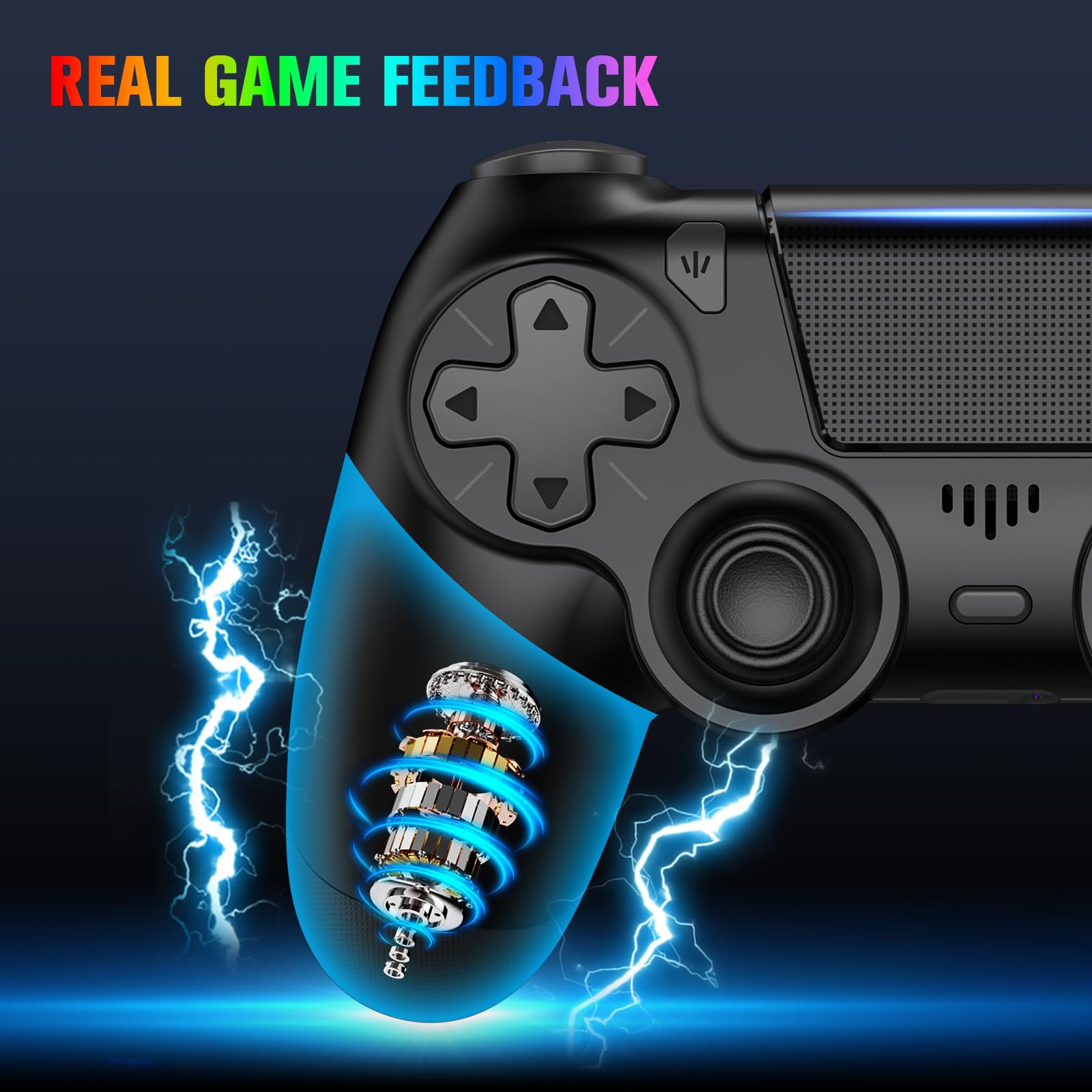 2 Pack Controllers with Charging Dock Station for PS4 Controller, Wireless Controller Compatible with PS4/Pro/Slim Consoles, with LED Charging Dock, Black