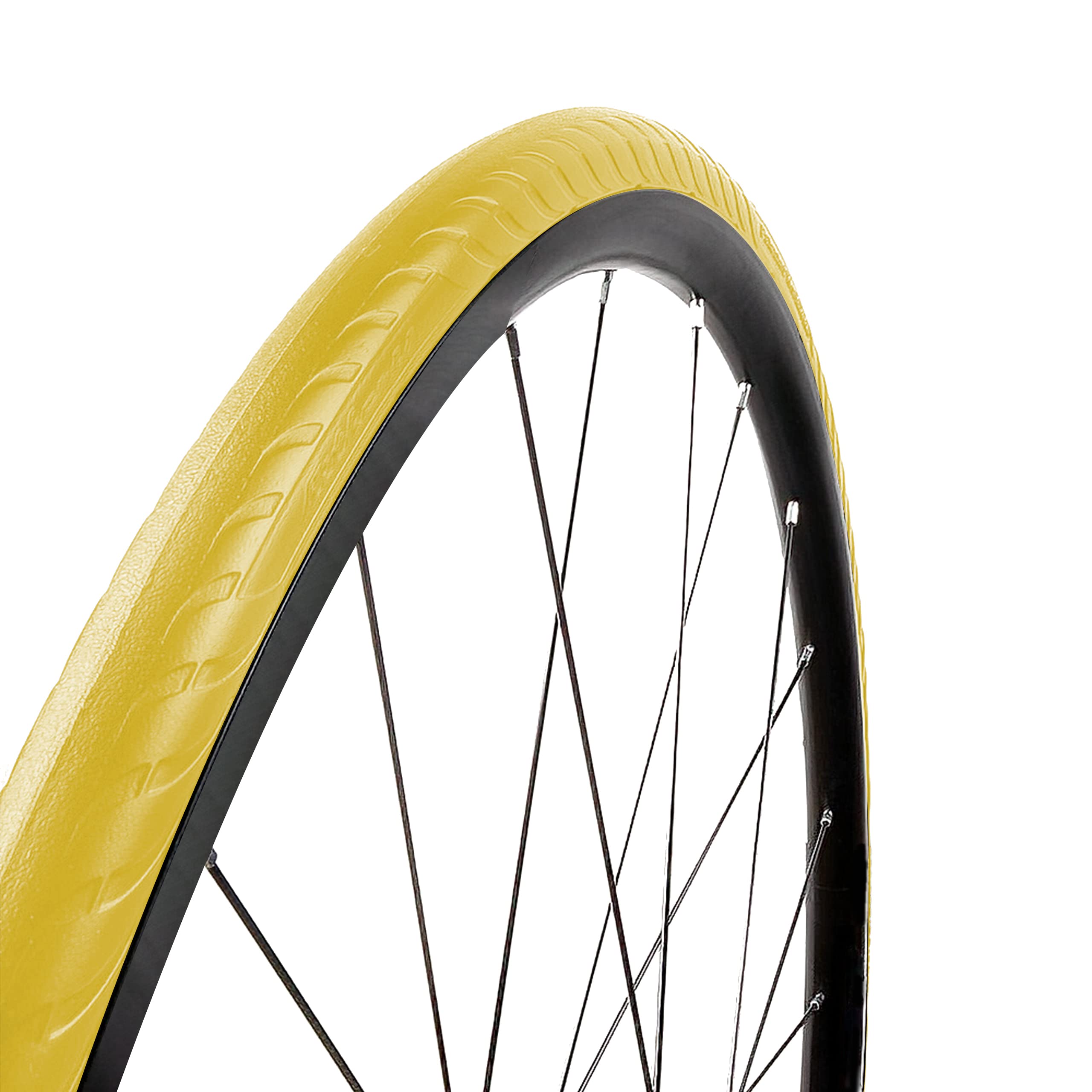 Tannus 100% Puncture Proof Tyre 700x25c (25-622) Airless Tire New Slick | Solid Tire for Road Bike, Lemon (Yellow), Hard Hardness