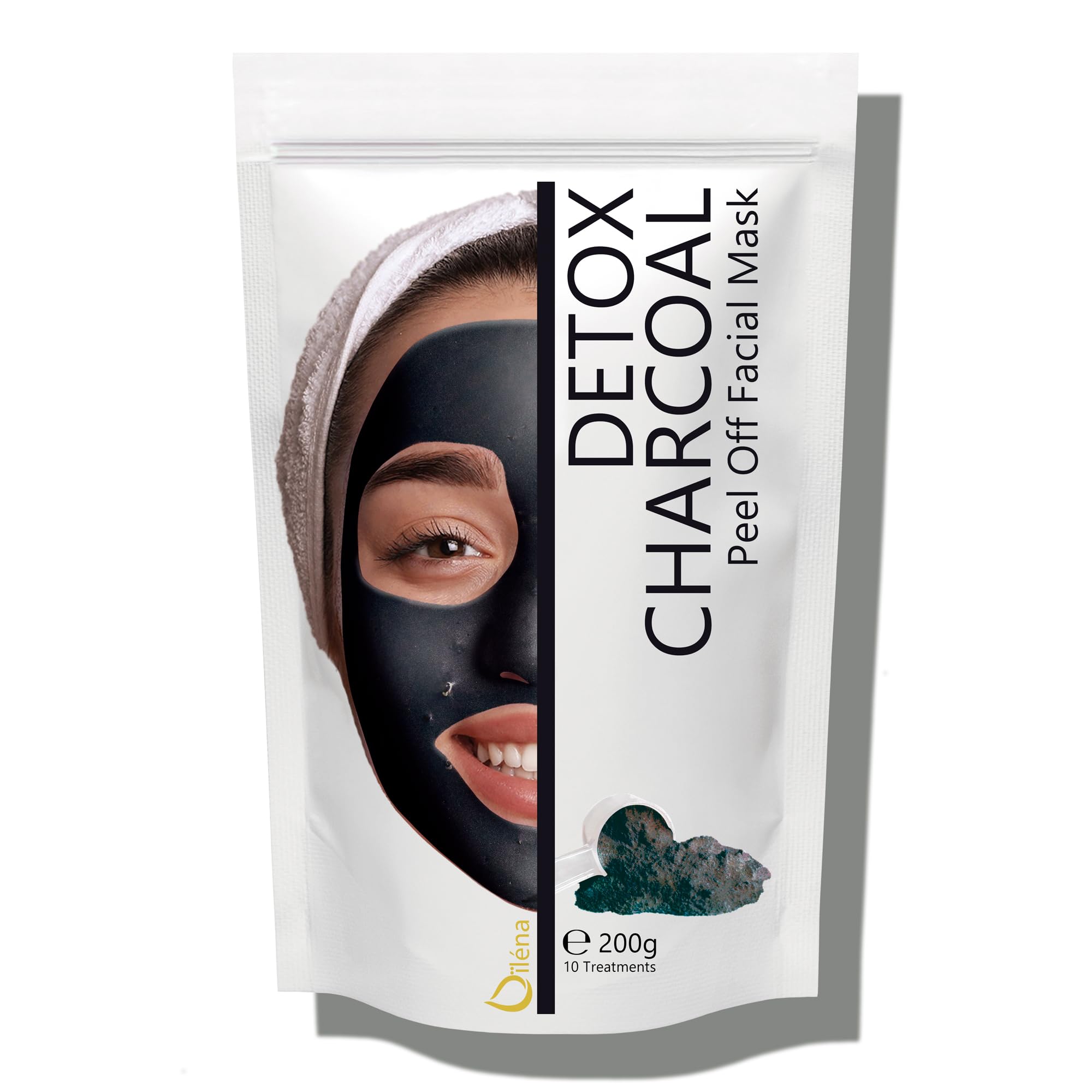 Oïléna - Alginate Peel-Off Moisturising Powder Mask 200g | Enhances Skin Hydration | 100% Natural Marine Complex | Easy DIY Application | Detox Charcoal Mask Included, Size: 200g