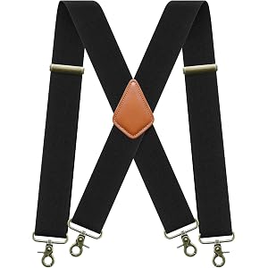 FENMEN Vintage Suspenders for Men 2Inch-Wide X Back Black Diamond Check