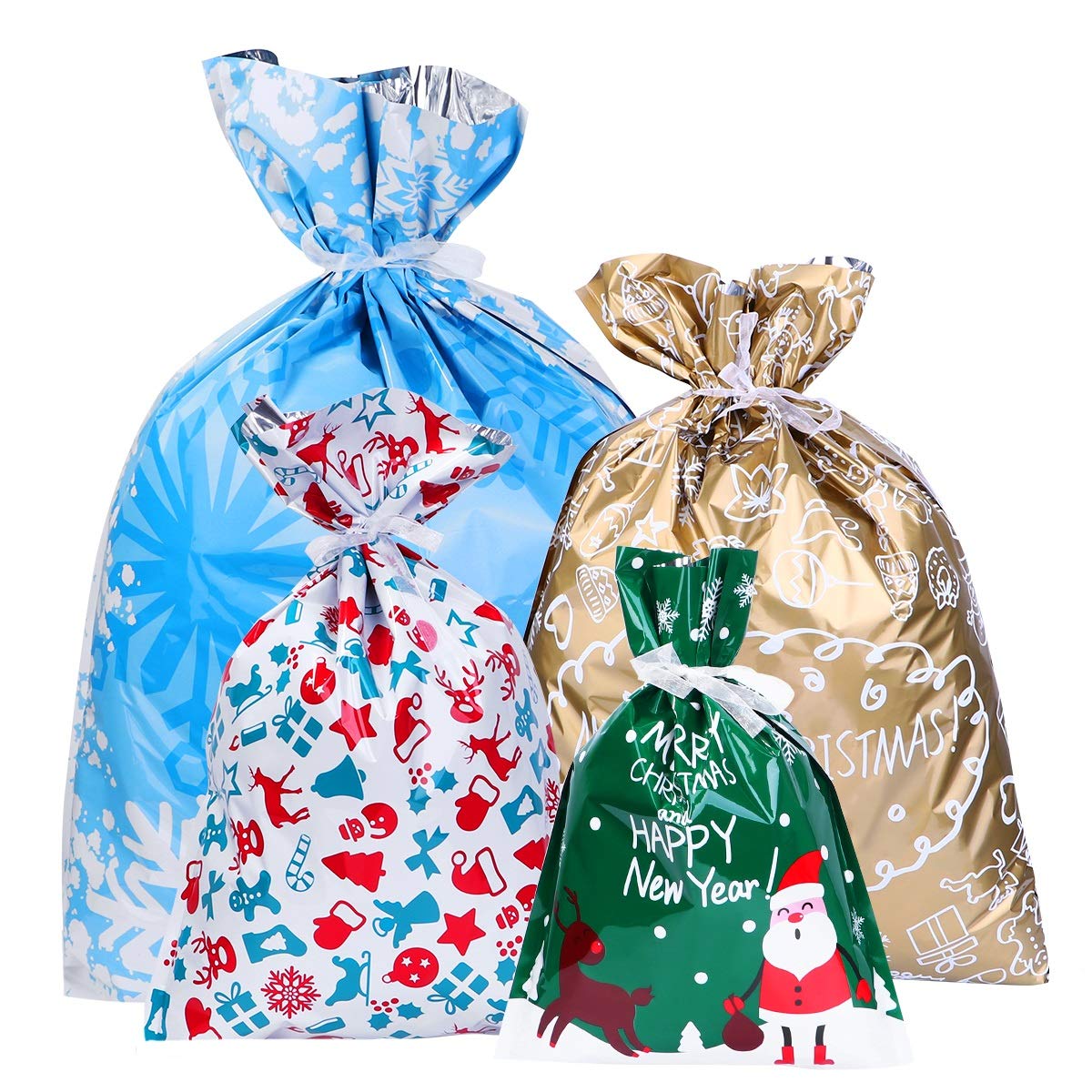 30PCS Bags Christmas Goody Bags Wrapping for the Holiday (with ribbon)