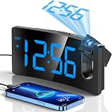 GOLOZA Projection Alarm Clock Digital 180 Degree Projector LED USB Charger view 1