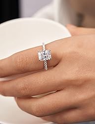 Oivley 3CT Radiant Cut Engagement Rings for