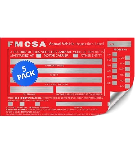 J.J. Keller Annual Vehicle Inspection Forms & FMCSA Labels - 10-Pack DOT Compliant Kit