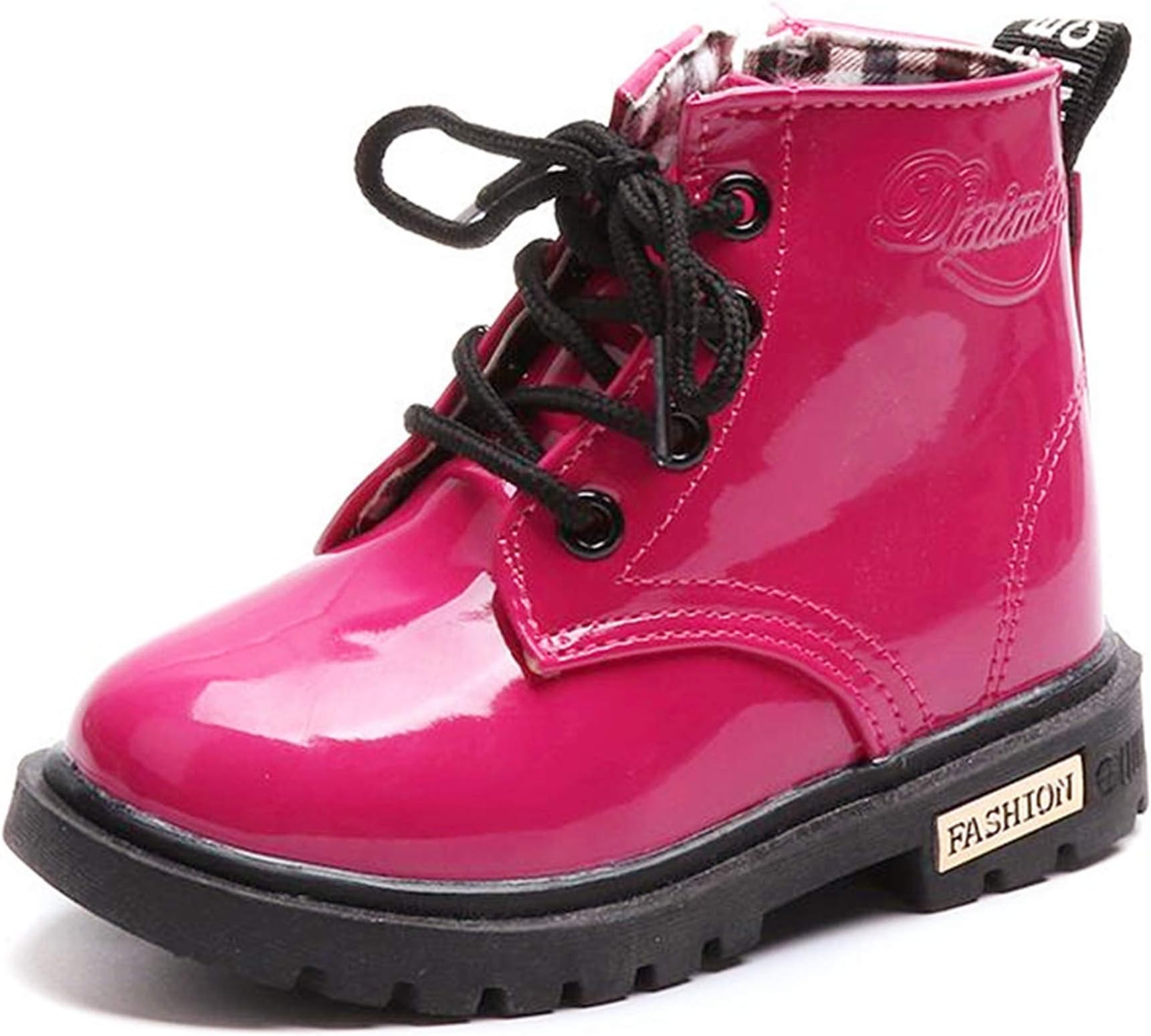 DADAWEN Boy's Girl's Waterproof Side Zipper Lace-Up Ankle Boots (Toddler/Little Kid/Big Kid)