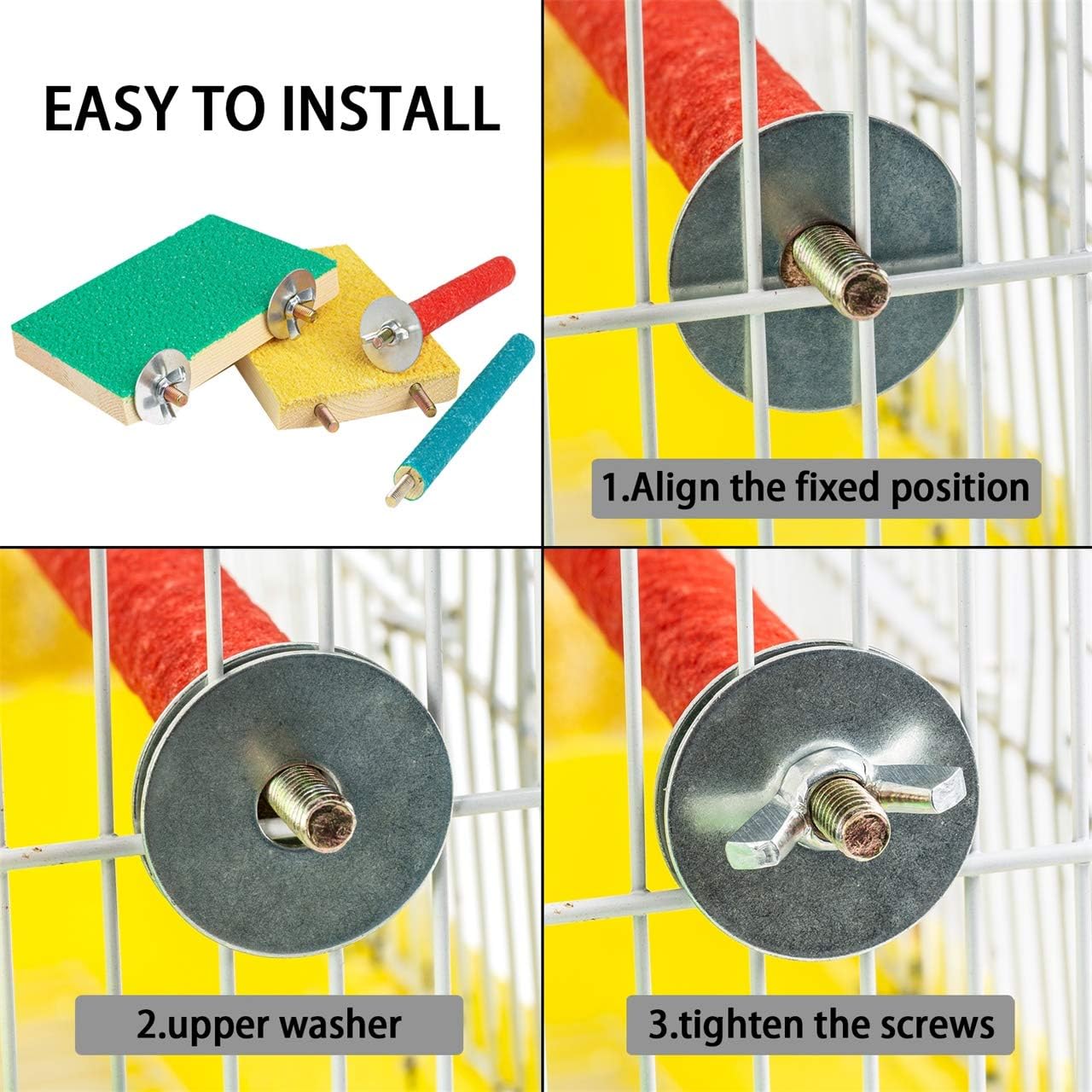 4PCS Bird Perch, Parrot perch, Parakeet perch, Premium wood parrot perches stand platform for bird cage, Bird perches for parrots, Parakeet perch Birdcage Stands, Birdcage Stands, Bird Cage Accessories : Pet Supplies