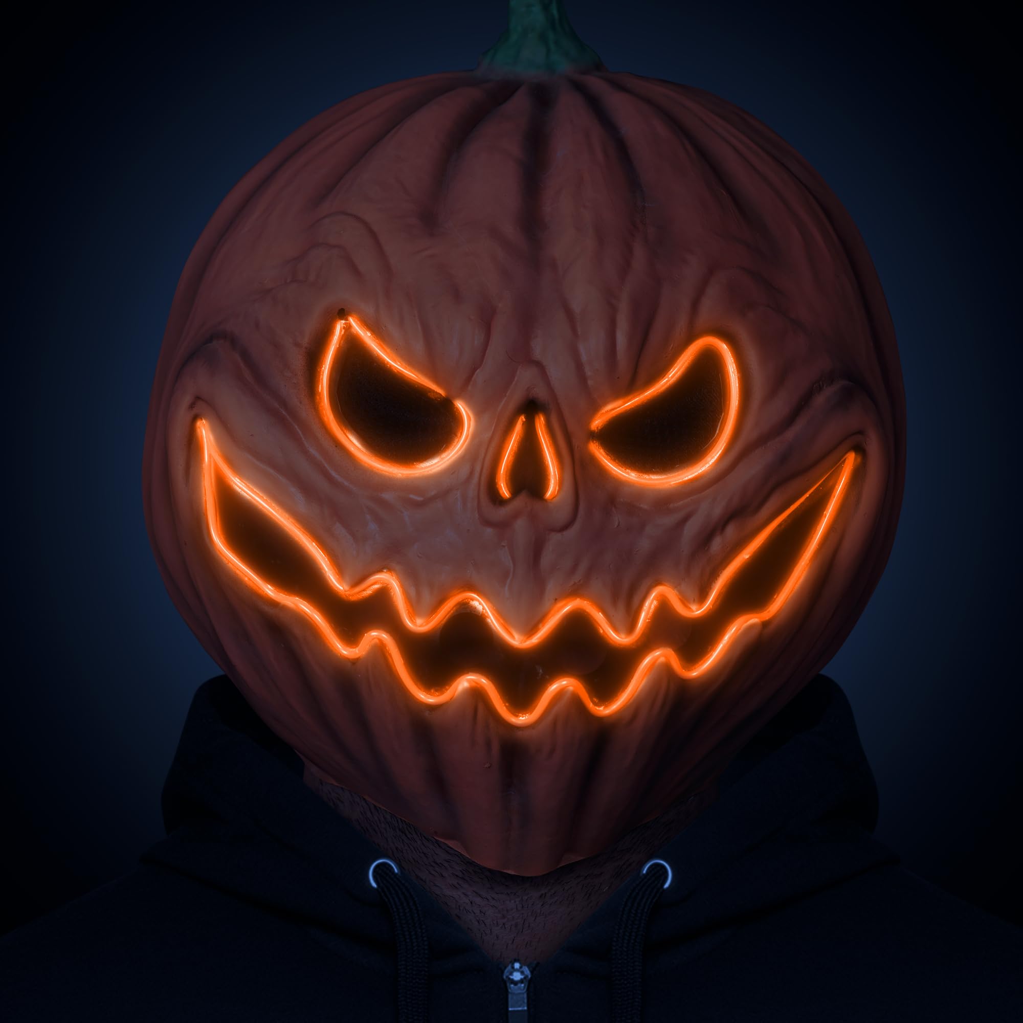 Photo 1 of Zadin Pumpkin Head Mask for Halloween, Scary Pumpkin Mask for Adult, Jack o Lantern Face Covering, Pumpkin Head Costume to Wear