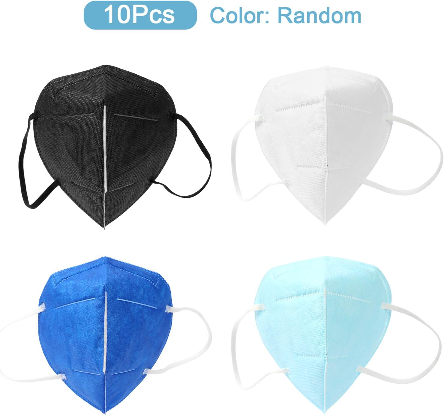 Topuality 10Pcs/Set Disposable Face Mask KN95 Anti PM2.5 95% Filtration Non-Woven Fabric Protective Masks for Dust Particles Pollution Gift