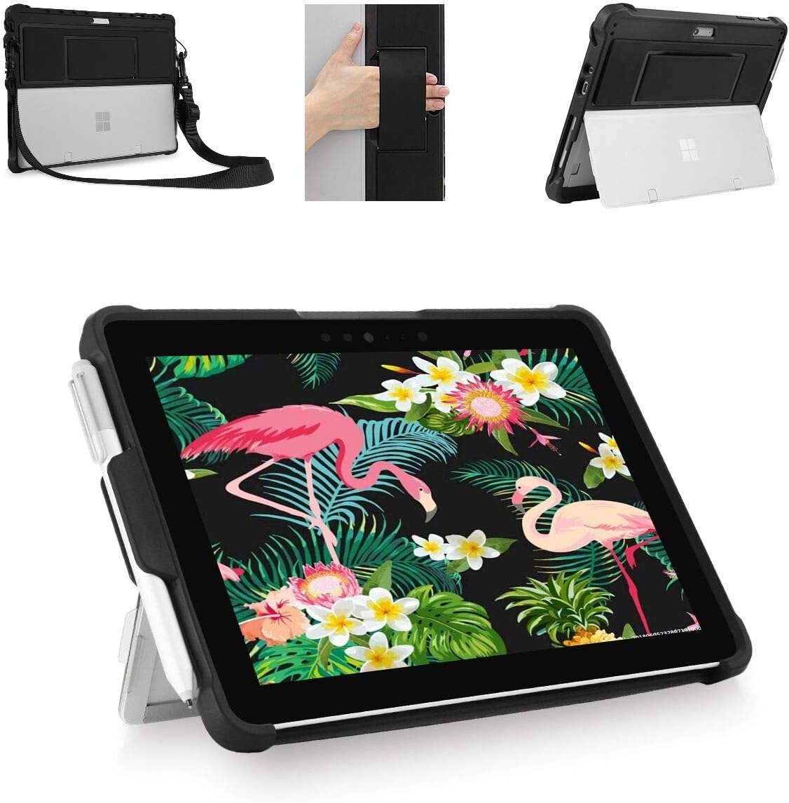 Youtec Surface Go Case Cover,Shockproof Rugged Folio Microsoft Surface go Protective Cover with Pen Holder+Hand Strap+Shoulder Strap Compatible Type Cover Keyboard+Original Kickstand for Surface go