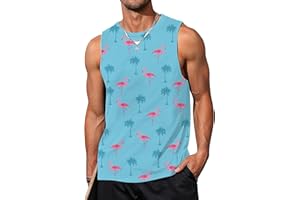 Mens Beach Tank Tops Summer Vacation Muscle Top Hawaiian Graphic Sleeveless Shirts for Beach Workout