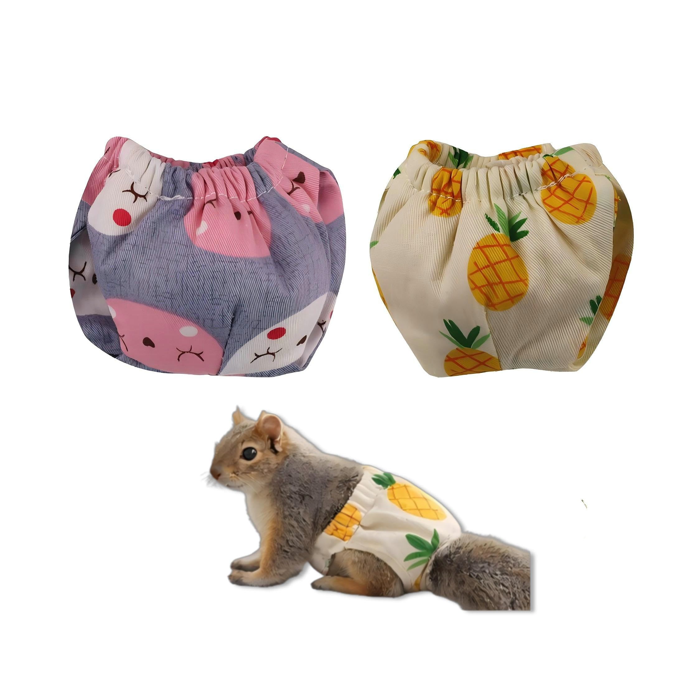 Photo 1 of 2 Pack Reusable Squirrel Diapers for Pet Squirrels, Adjustable Elastic Waist, Indoor Use, Measure Before Purchase