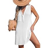 CUPSHE Women Swimsuit Cover Up Sleeveless Waffle Knit Summer Mini Beach Coverup Dress