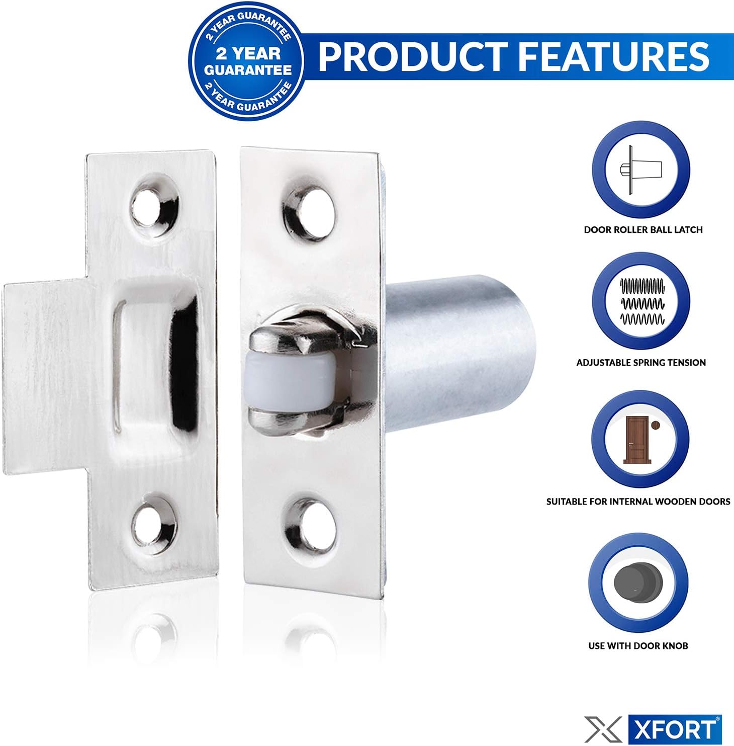 XFORT® Adjustable Roller Catch, Polished Chrome Roller Ball Door Latch, Door Closer When Locking is not Required - Image 4