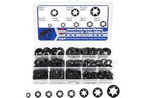JORREP 555Pcs Internal Tooth Star Lock Washers, 65Mn Steel Push On Locking Washers, M2.5/M3/M4/M5/M6/M8/M10/M12 for Machinery Furniture Car Industrial