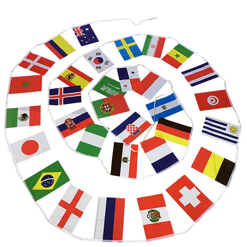 Fahnenkette/Wimpelkette/Girlande WM2018 Russland mit 32