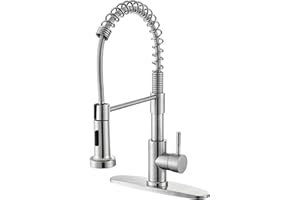 Comllen Kitchen Faucet with Sprayer, Brushed Nickel 304 Stainless Steel Kitchen Sink Faucet, High Arch Commercial Single Handle Kitchen Sink Faucets for Outdoor Utility Camper Laundry Rv Wet Bar