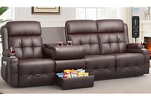 VAFEAFO Recliner Sofa, Massage Flip Back Reclining Sofa 4 Seater Sets Heavy Weight Capacity, RV Loveseat Clearance, Recliner Couch with Storage, Cup Holders, Wall Hugger Couches for Living Room