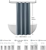 Linen Look Shower Curtain 122x182cm Navy with Metal Hooks view 6