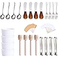 Charcuterie Accessories(25 Psc), Cheese Spreaders For Charcuterie Board, Mini Serving Spoons, Blank Toothpick Flags, Bowl For Christmas Pastry Making, forks And Mini Serving Tongs