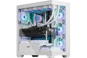 darkFlash ATX Mid-Tower PC Case, Pre-install 4 PWM ARGB Fans Computer Case, Full View Dual Tempered Glass Gaming PC Case, Type C Port, Supports up to 360mm Water Cooling Radiator,White(DS900)
