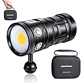 Dive Light,LetonPower TS S 10000Lumens 100m Underwater Video Light,Diving Flashlight,Waterproof Flashlight with Type-C Charging for Professional Under Water Sports