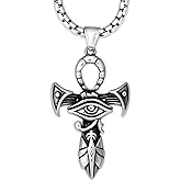 HAQUIL Ankh Necklace, Stainless Steel Egyptian Symbol of Life Ankh Cross Pendant, Egyptian Jewelry Gift for Men and Women