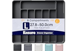 Kitsure Large Cutlery Organizer - Adjustable Silverware Utensil Drawer Organizer for Easy Access, Versatile Kitchen Organizer
