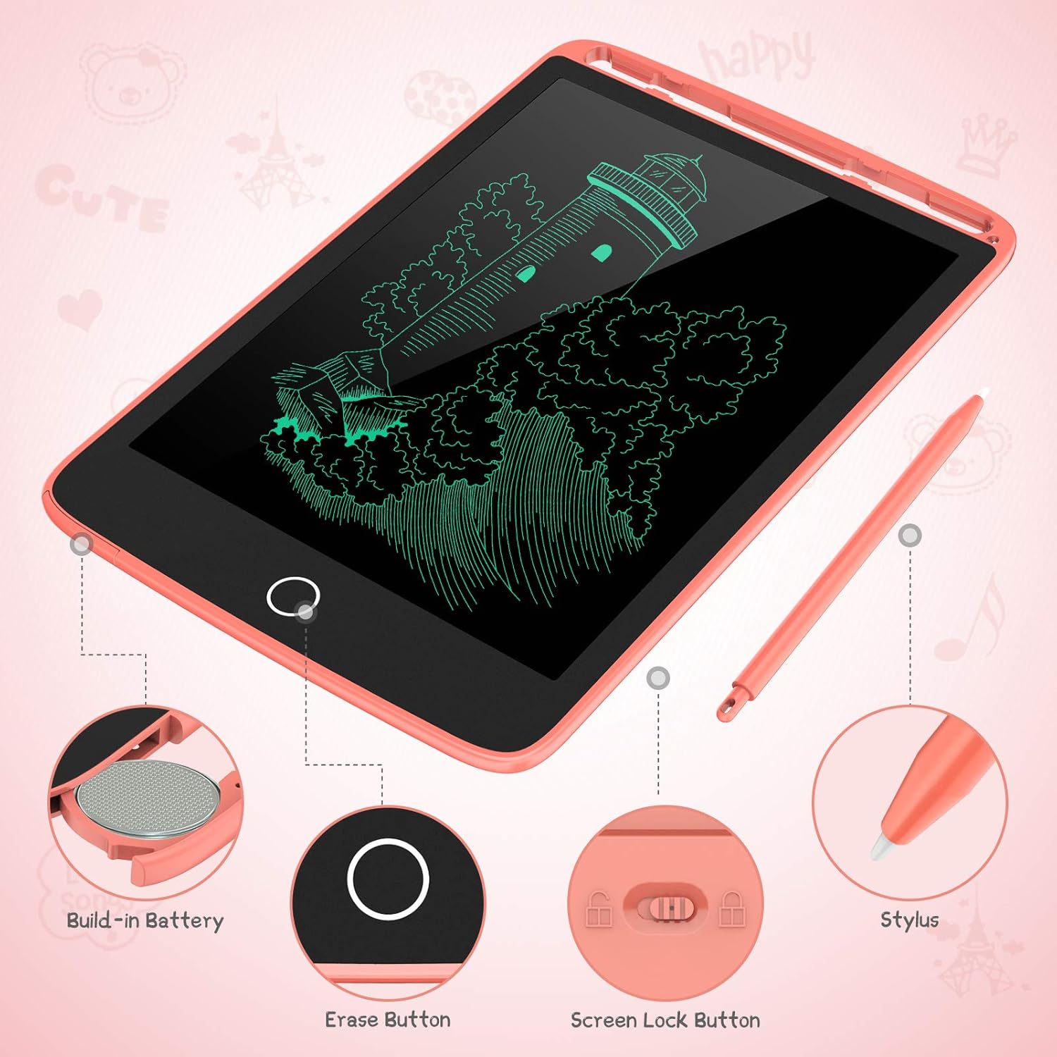 TECBOSS LCD Writing Tablet, 2 Pack Electronic Writing Drawing Board Pad Erasable, Kids Doodle Board Educational Toys Gifts for 3-6 Years Old Boys and Girls, 8.5 Inch (Blue and Pink): Computers & Accessories