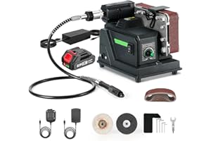 Avhrit Mini Belt Sander, Electric Belt Grinder with AC/DC Battery, 7 Adjustable Speed Power Sanding Machine for DIY Woodworking, Metal, Grinding and Polishing