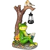 WENYLE Solar Garden Outdoor Statues Frog with Tree Solar Lantern, Lawn Decor Frog Figurine for Patio Balcony Yard, Yard Unique Christmas Birthdays Gift for Mom Grandma
